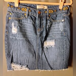 Liverpool Distressed Denim Mini‎ Skirt, Size 2/26